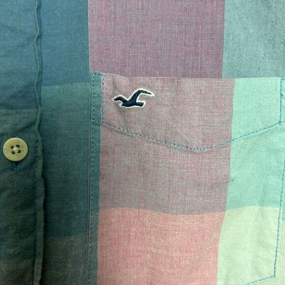 Hollister Mens casual Buttoned Down Long Sleeve Checkered Stretch Shirt large L - Picture 4 of 6